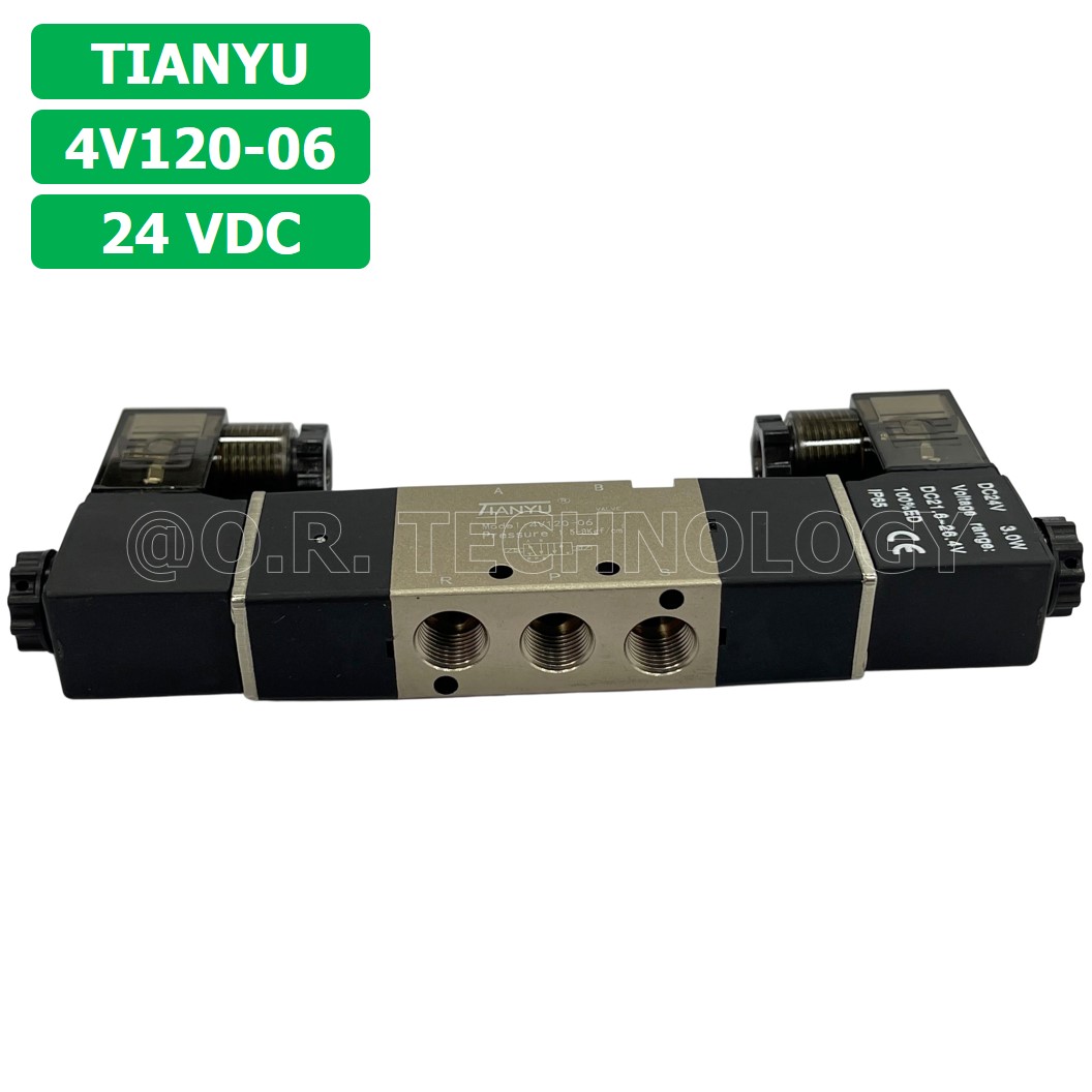 (1ชิ้น) 4V120-06 24VDC โซลินอยด์วาล์ว คอยล์ 2 ข้าง Double coil Solenoid Valve Pneumatic TIANYU โซลินอยด์วาล์วไฟฟ้า โซลินอยลม วาล์วลม กระบอกลม