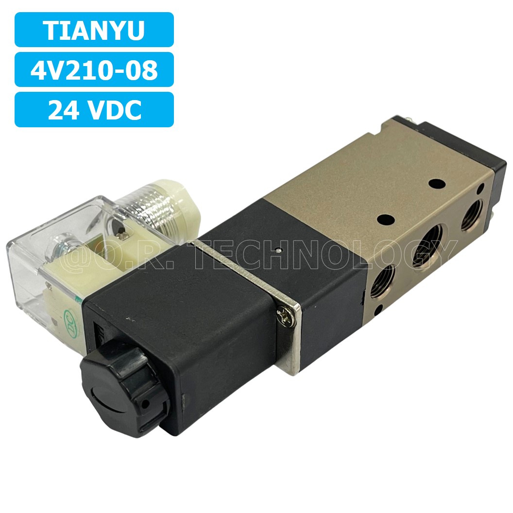 (1ชิ้น) 4V210-08 24VDC โซลินอยด์วาล์ว คอยล์ 1 ข้าง Single coil Solenoid Valve Pneumatic TIANYU โซลินอยด์วาล์วไฟฟ้า โซลินอยลม วาล์วลม กระบอกลม