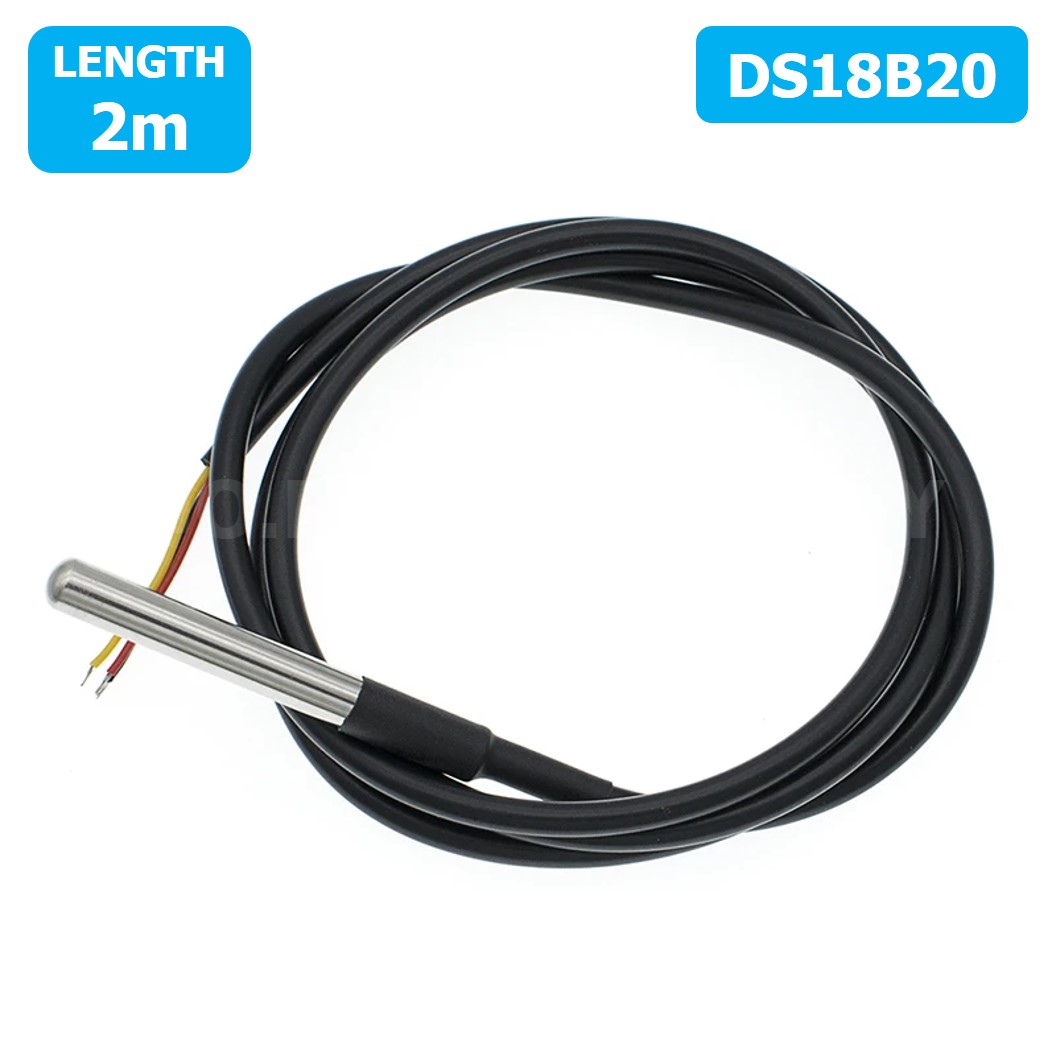 AB163 เซนเซอร์วัดอุณหภูมิ แบบกันน้ำ DS18B20 ยาว 2m IP67 Waterproof Digital Thermal Probe Temperature Sensor (-55°C to 125°C)