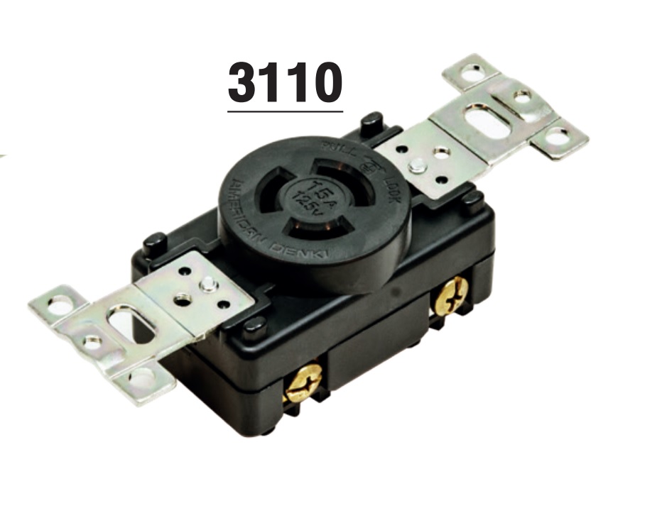 3120 HD-BK American denki 15A 250V Locking Type receptacle
