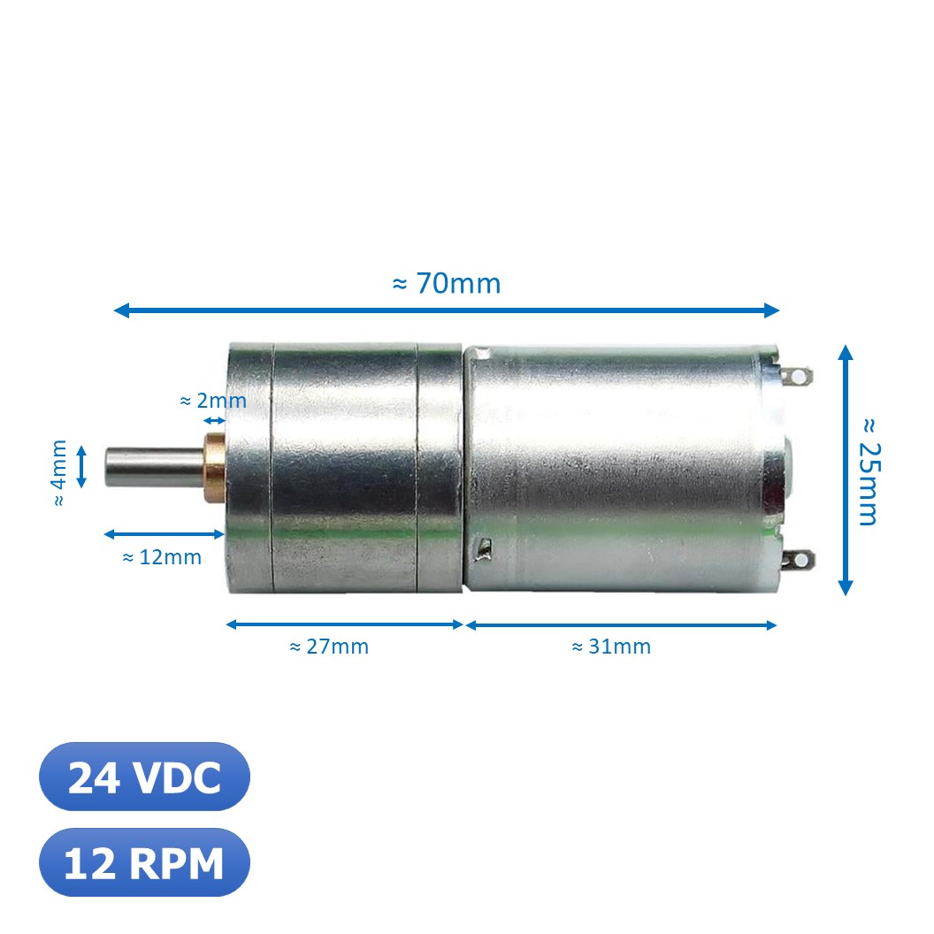 (1ชิ้น) JB364 มอเตอร์ มอเตอร์เกียร์ มอเตอร์อเนกประสงค์ 25GA-370 24VDC 12RPM DC Gear Motor (Shaft D, 4mm)