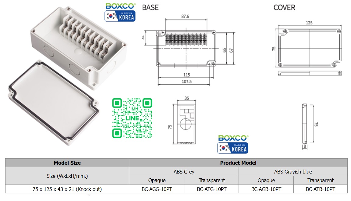 BC-AGG-S10PT Terminal block 10 Pole IP67 "Boxco"