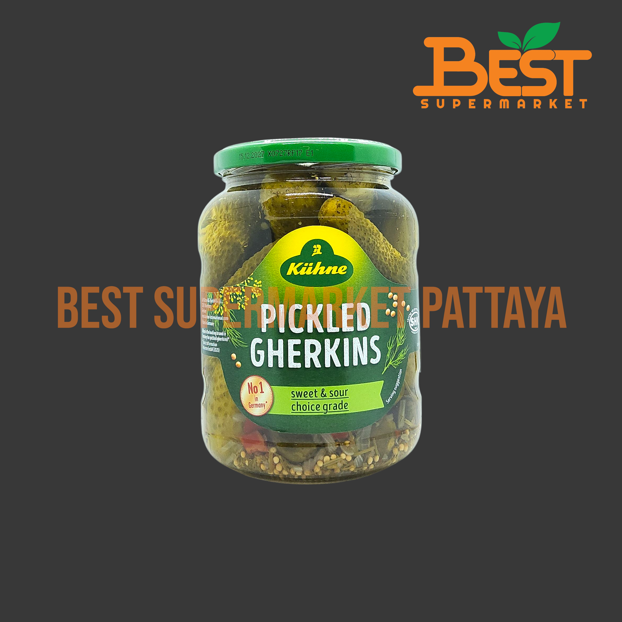 เคอเน่ พิกเกิล เครกิน (แตงกวาดองปรุงรส) 670 กรัม.Pickle Gherkin (Kuhne Brand) 670g.