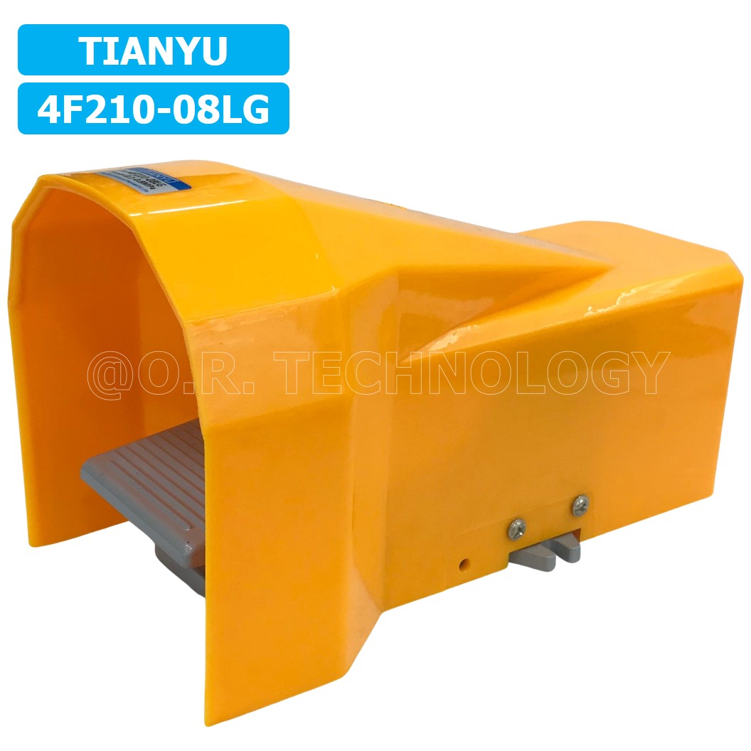 (1ชิ้น) 4F-210-08LG เท้าเหยียบลม วาล์วเท้าเหยียบ แบบมีล็อคและที่หุ้ม (self lock and Guarding) Foot Switch Valve Pneumatic TIANYU