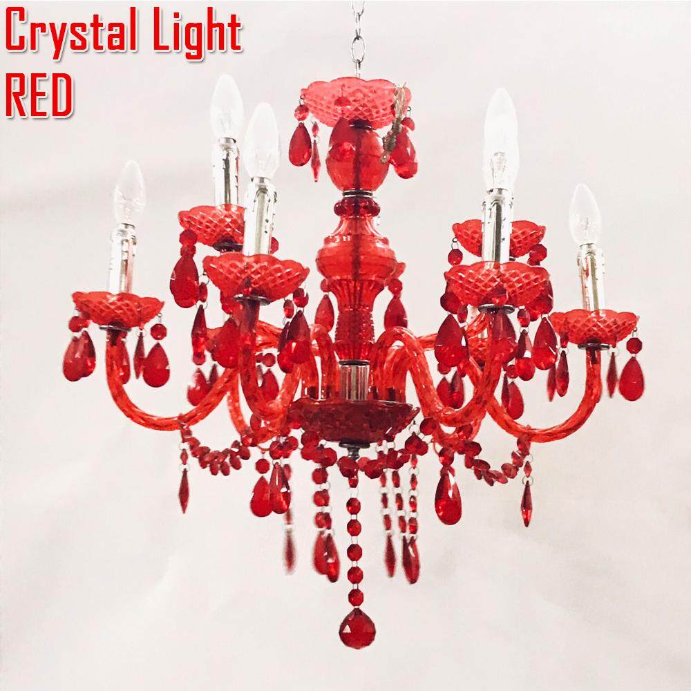 MJ-Tech Crystal Light โคมระย้าคริสตัล โคมไฟแขวนคริสตัล 9 ขา มี 3 สี แถมฟรี หลอดไฟ จำนวน 9 ดวง