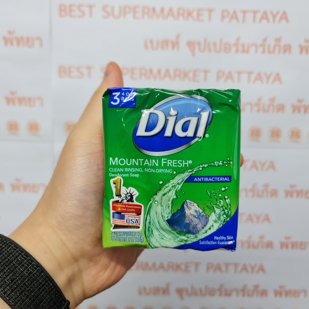ไดอัล เมาน์เทน เฟรช ดีโอโดแรนท์ โซพ สบู่ก้อน 113 กรัม x 3 ก้อน Dial Mountain Fresh Deodorant Soap 113 g. x 3 Bars