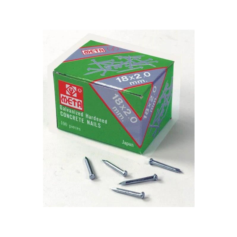 ตะปูคอนกรีตขาว META (1 กล่อง : 10 กล่องเล็ก)(ราคารวมแวท) มีความแข็ง ปลายแหลม รูปร่างคล้ายเข็ม ไม่งอง่าย