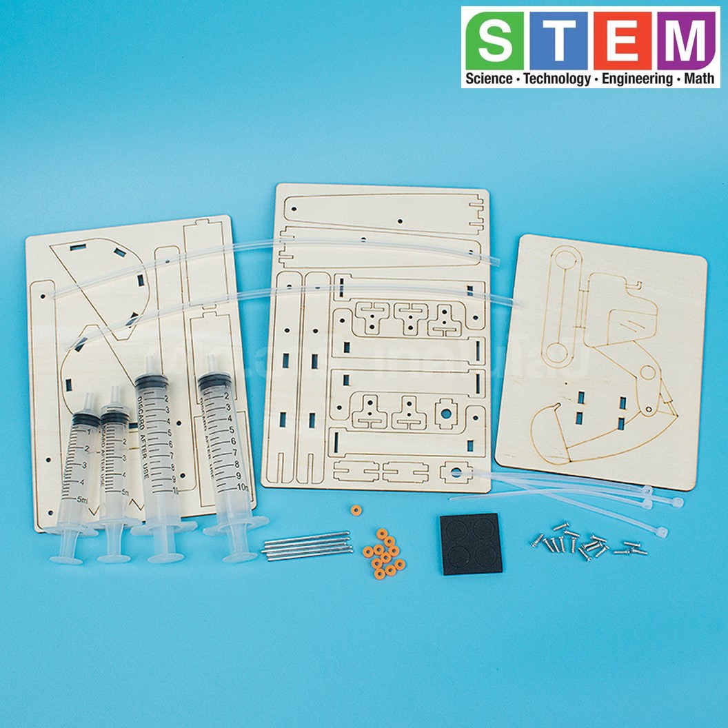 T-M81 ชุดประกอบไม้ มือขุด แขนกล ไฮดรอลิก Hydraulic Excavator Wooden Kit STEM Education ของเล่นเสริมทักษะ เสริมพัฒนาการ ชุดเรียนรู้ ชุดทดลอง