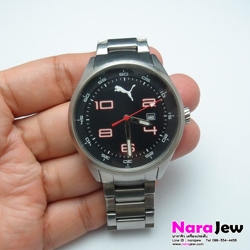 นาฬิกาหลุดจำนำ นาฬิกา PUMA รุ่น Takepole position หน้าปัดสีดำ หน้าปัด 43 มม. ตัวเรือน Stainless steel