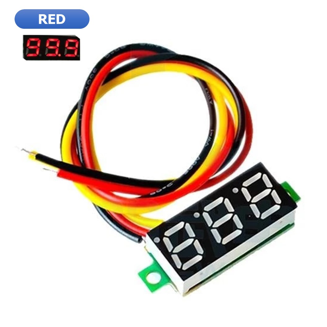 (1ชิ้น) NC290 จอแสดงผล โวลต์มิเตอร์ 3 สาย สีแดง ขนาด 0.28นิ้ว 0-100VDC 3-Wire DC Voltmeter Red