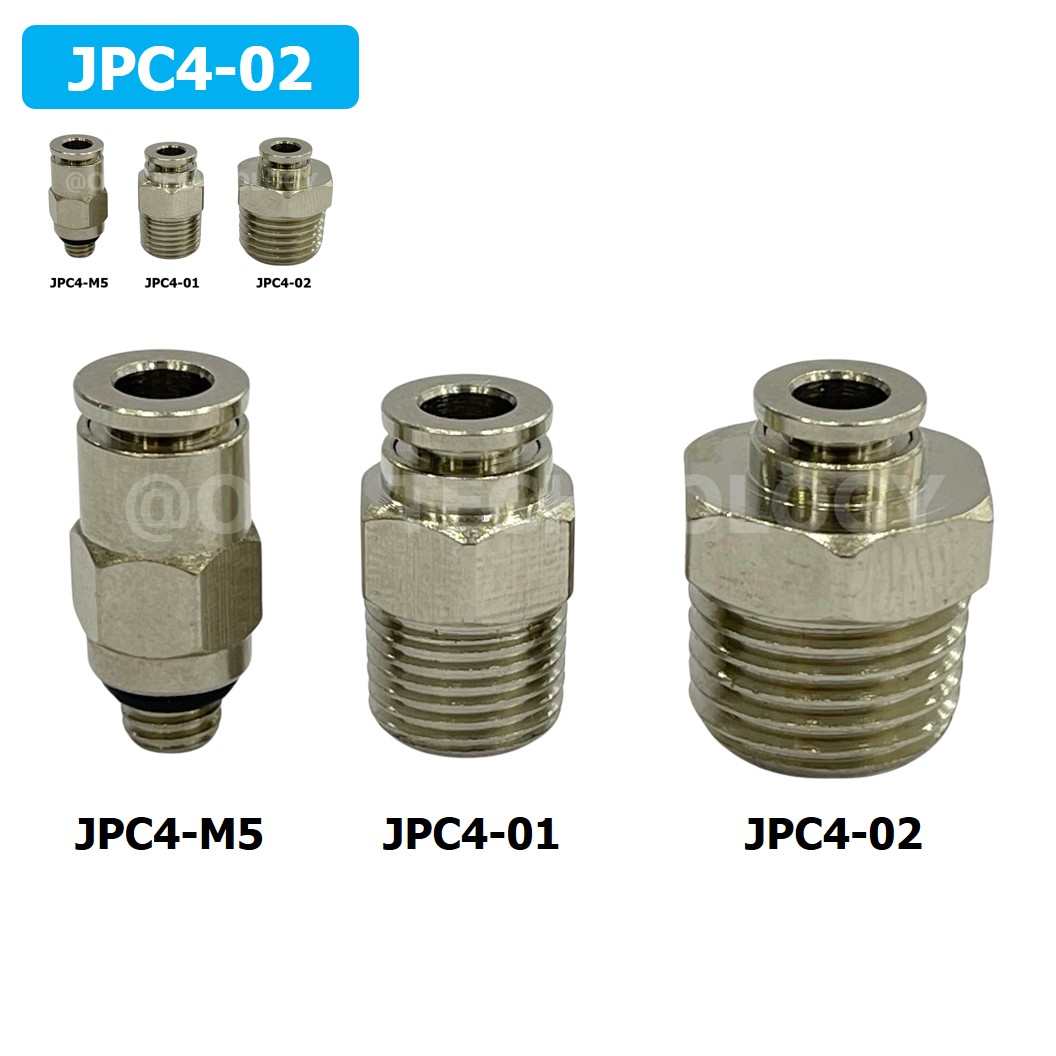 (1ชิ้น) JPC4-02 ข้อต่อลมสแตนเลสเกลียวนอก ข้อต่อลมเกลียวนอก ข้อต่อลม สแตนเลส STAINLESS Male Thread Straight Quick Connector Fitting