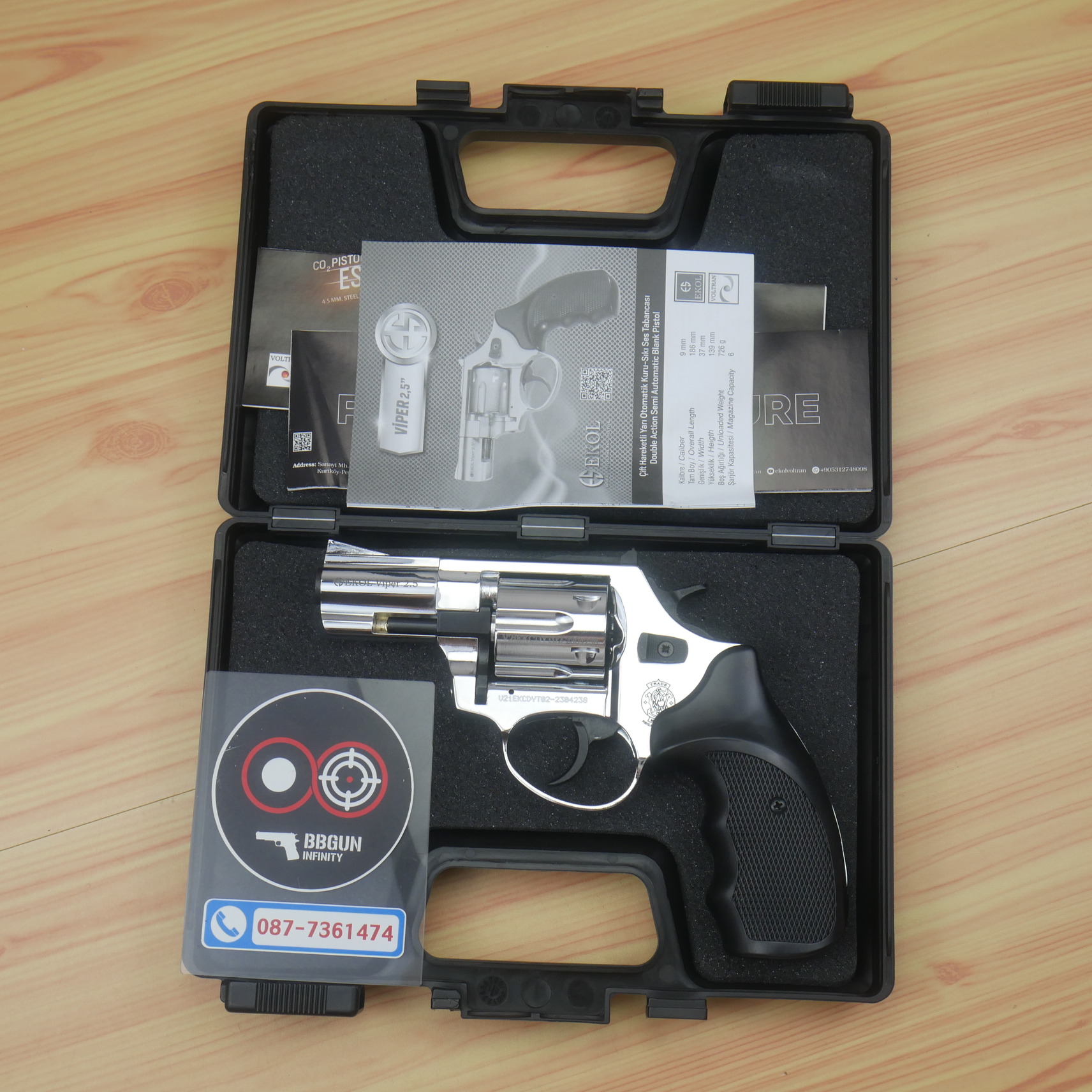 EKOL VIPER 2.5 WHITE แบลงค์กัน ลูกโม่ 2.5 นิ้ว สีเงินด้าน Smith & Wesson Revolver BLANK GUN