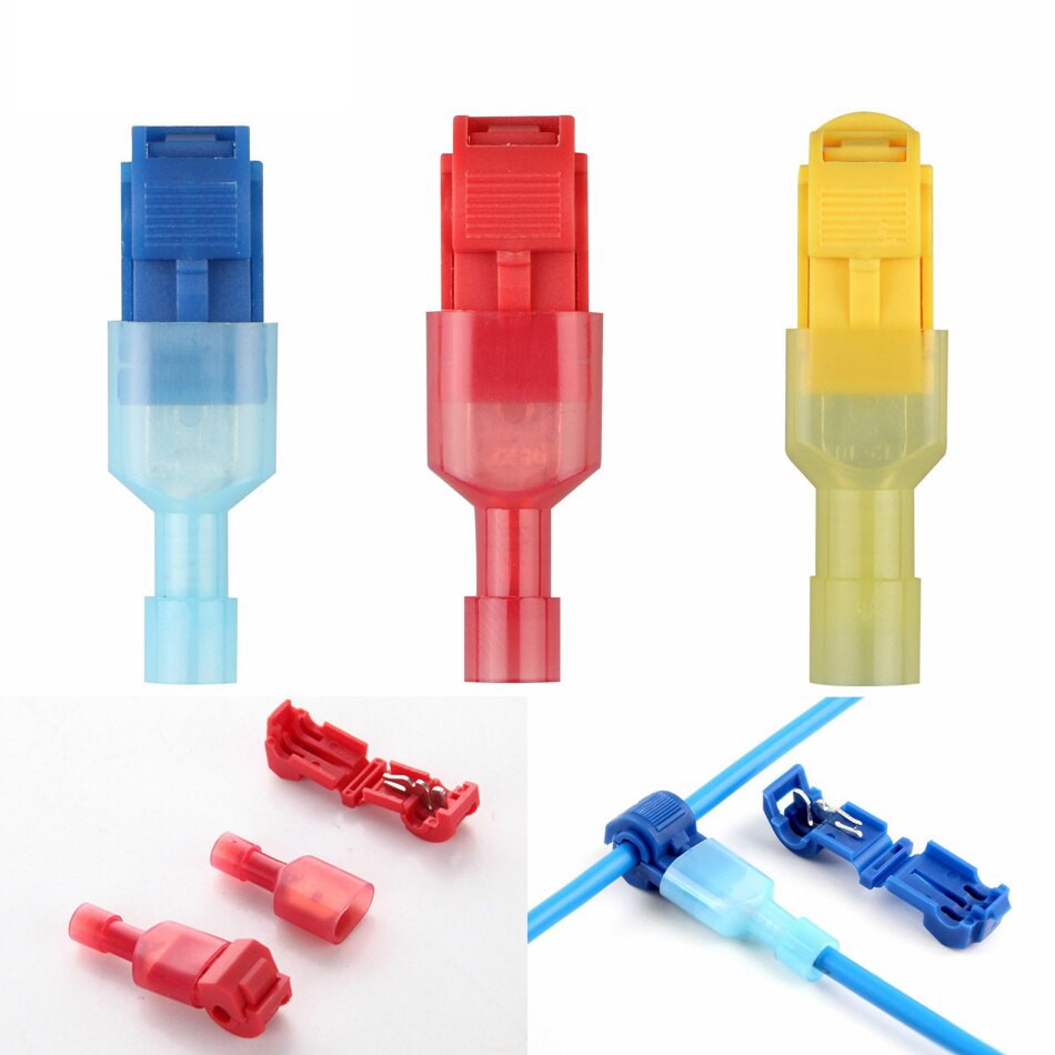 ขั้วต่อสายไฟ ตลับหนีบสายไฟ ตัวต่อสายไฟ T-Tap (สีน้ำเงิน สีแดง และสีเหลือง) มีให้เลือก 6 แบบ