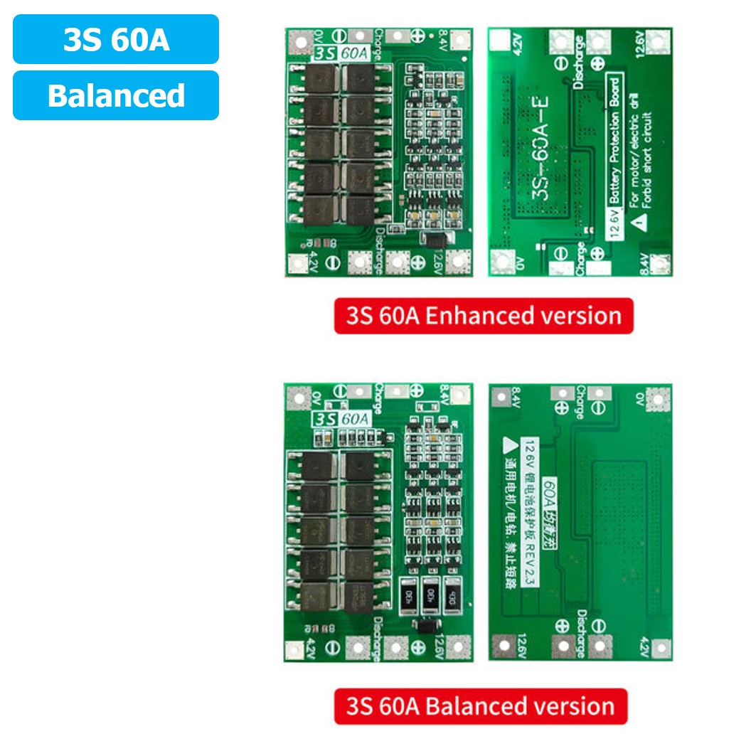 CM636 3S 60A Balanced โมดูลชาร์จแบตเตอรี่ BMS 3-Series 60A 18650 Lithium Battery Protection Module แบตลิเธียม
