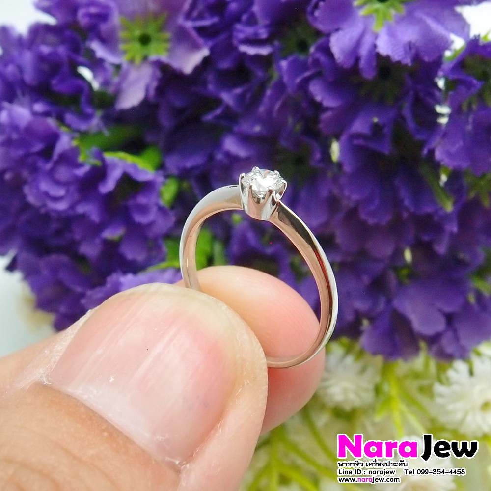 แหวนเพชร เม็ดเดี่ยว 0.20 กะรัต (20 ตัง) น้ำขาวกริ๊ป 98 VS เพชรสวย เล่นไฟวิ้งๆ