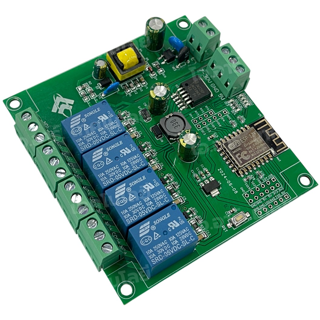 ESP12F-Relay-X4 บอร์ด ESP8266 พร้อมรีเลย์ 4 ช่อง AC/DC 220VAC/7-30VDC ESP12F WiFi Bluetooth 4 Channel Relay module Development board