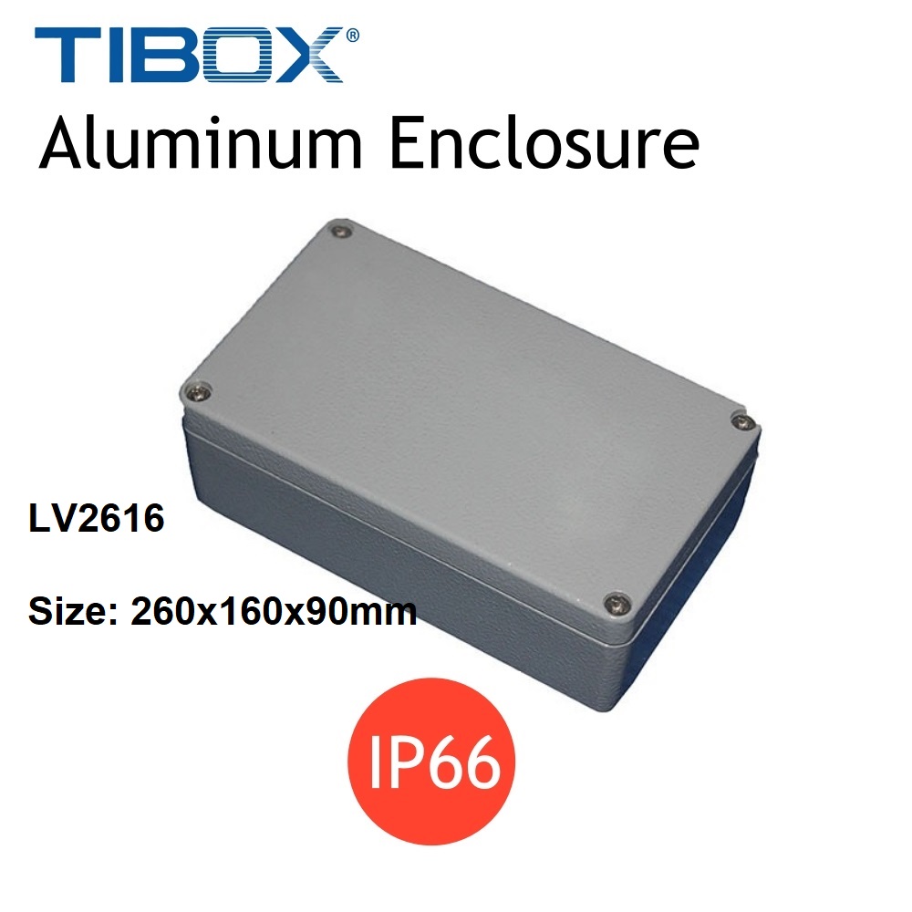 LV2616 กล่องอลูมิเนียม (Aluminum Enclosure IP66) Size : 260x160x90mm. "TIBOX"