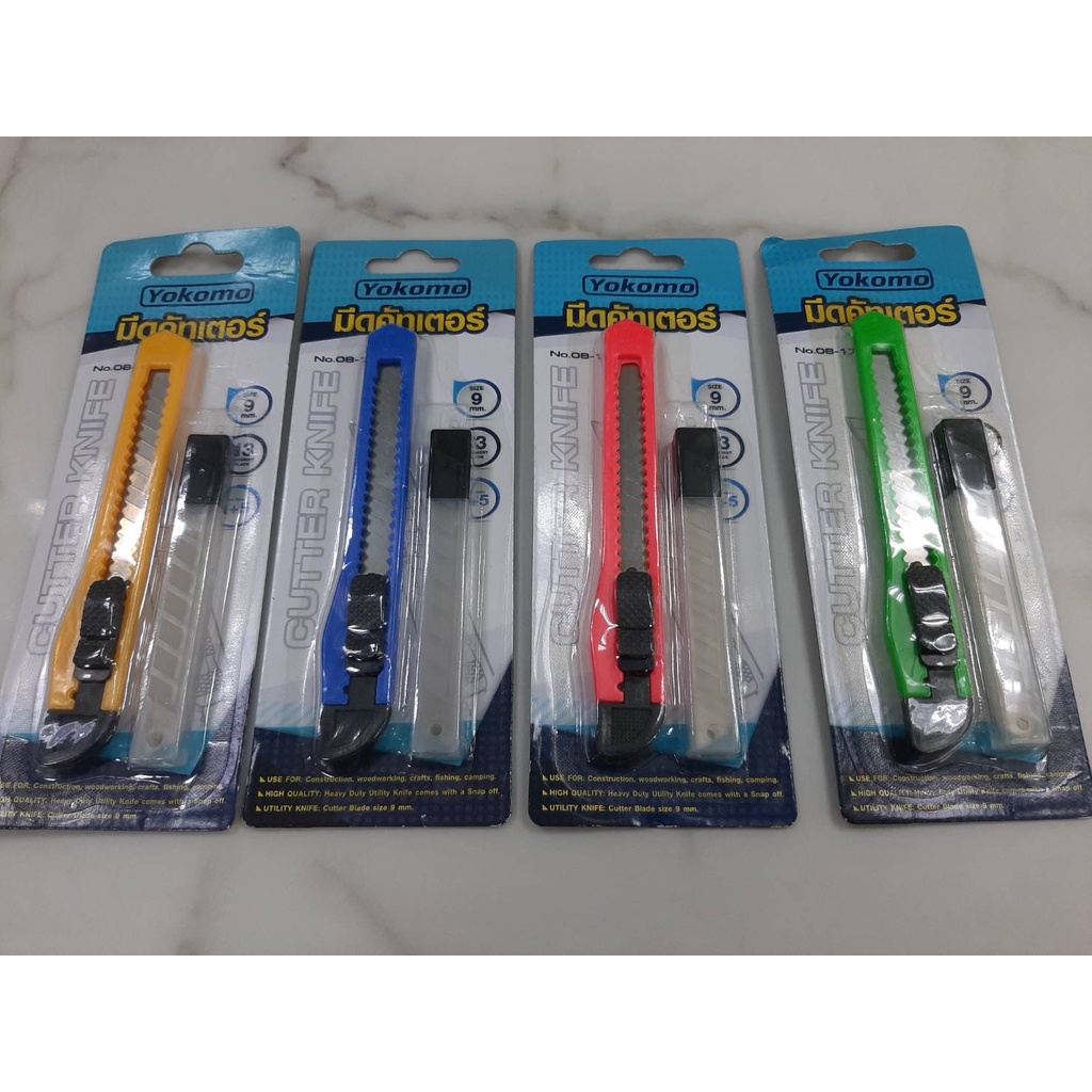 มีดคัดเตอร์ Yokomo ฟรีใบมีด1+5 ใบมีด(มีดคัตเตอร์ คัตเตอร์ อเนกประสงค์ คัตเตอร์ด้ามแสตนเลส Cutter เครื่องเขียน