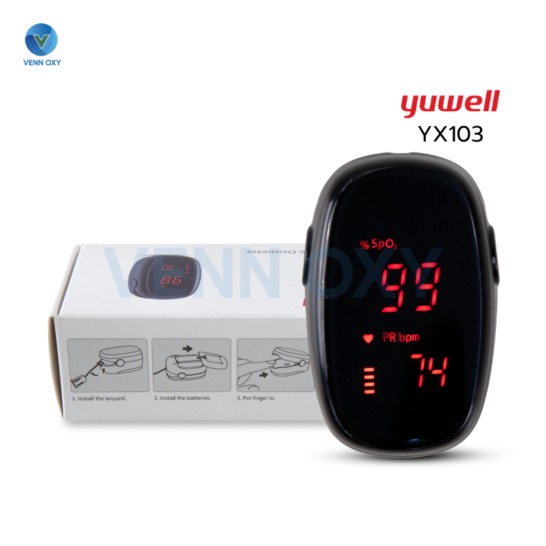 เครื่องวัดออกซิเจนปลายนิ้ว Yuwell Fingertip pulse oximeter รุ่น YX103 รับประกัน 2 ปี