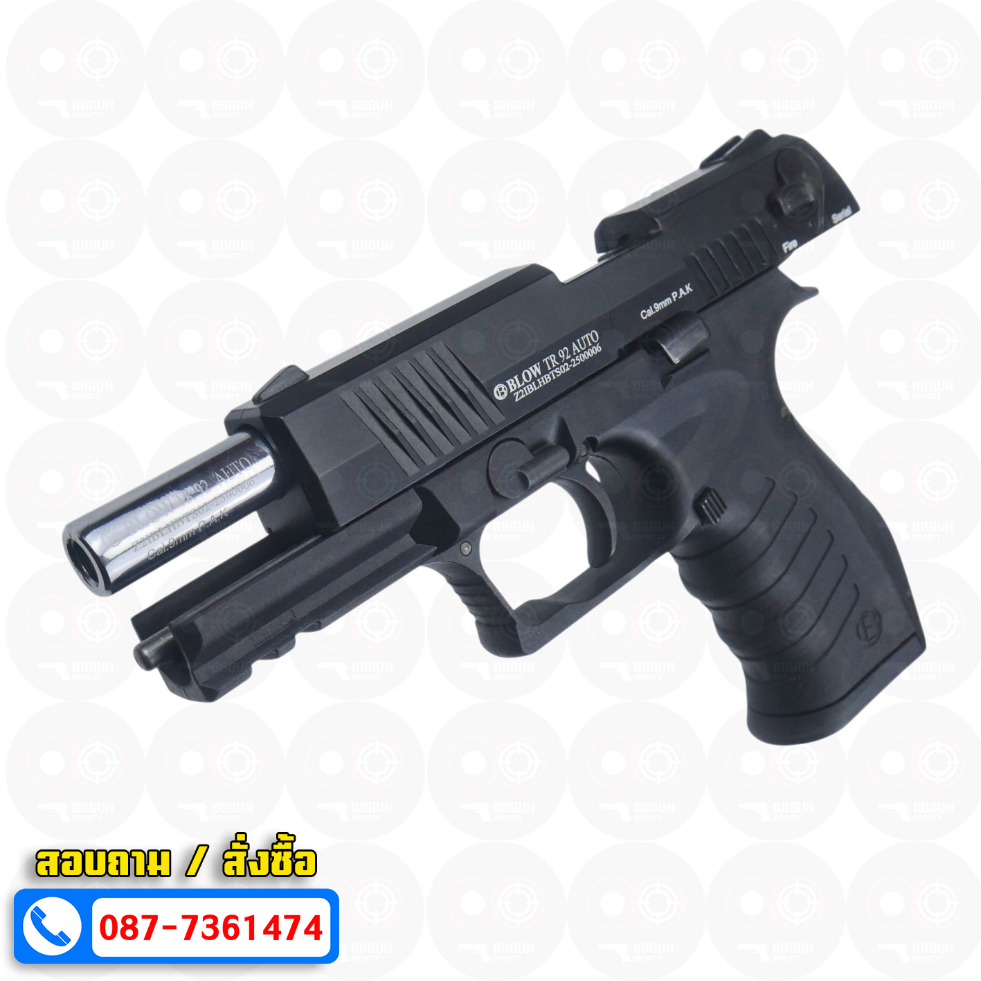 แบลงค์กัน BLOW TR 92 AUTO สีดำ BLACK Blank Gun ( 2 แม็กกาซีน + กล่องปืน )