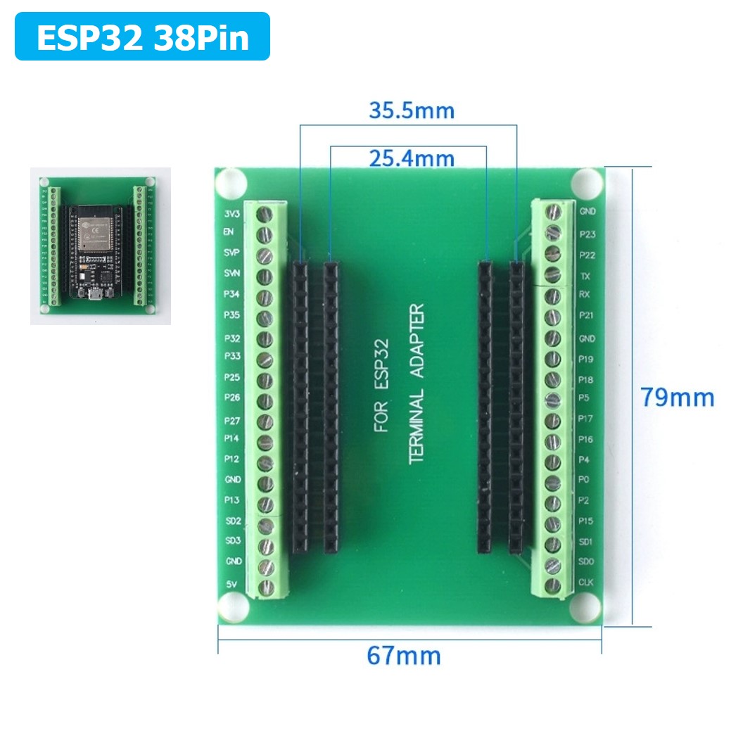 CB002 ฐานรองบอร์ด ESP32 38pin ESP32S Terminal Expansion Board บอร์ดขยายขา บอร์ดเสริม ESP-WROOM-32 38ขา