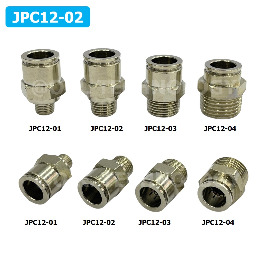 (1ชิ้น) JPC12-02 ข้อต่อลมสแตนเลสเกลียวนอก ข้อต่อลมเกลียวนอก ข้อต่อลม สแตนเลส STAINLESS Male Thread Straight Quick Connector Fitting