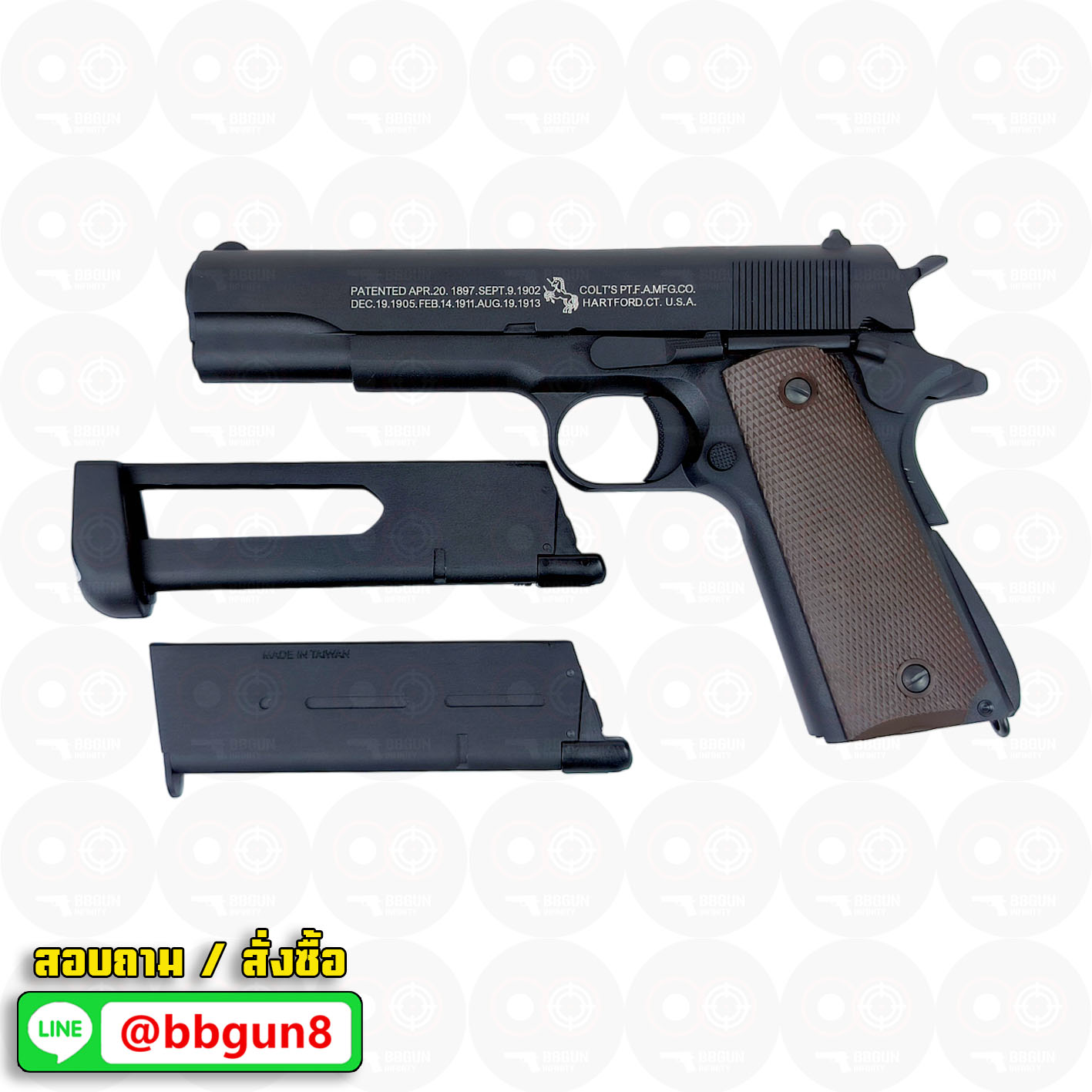 บีบีกันอัดแก๊ส KJ Works - Colt M1911 A1 (ได้ 2 แม็กกาซีน GAS/CO2) BB GUN
