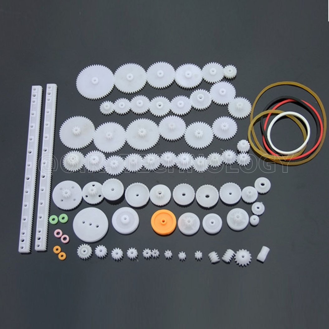 (1ชิ้น) AC138 ชุดเฟือง เฟืองพลาสติก เฟืองมอเตอร์ เฟืองของเล่น 75ชิ้น 75Pcs/lot Plastic motor gear, rack, pulley, belt, Worm gear, Single-and double-gear, 8-56 teeth for robot accessories DIY kit