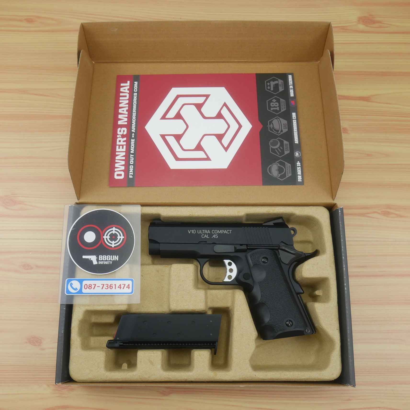 บีบีกันอัดแก๊ส ยักษ์แคระ AW (NE1002) Springfield V10 Ultra Compact (Black) BB GUN
