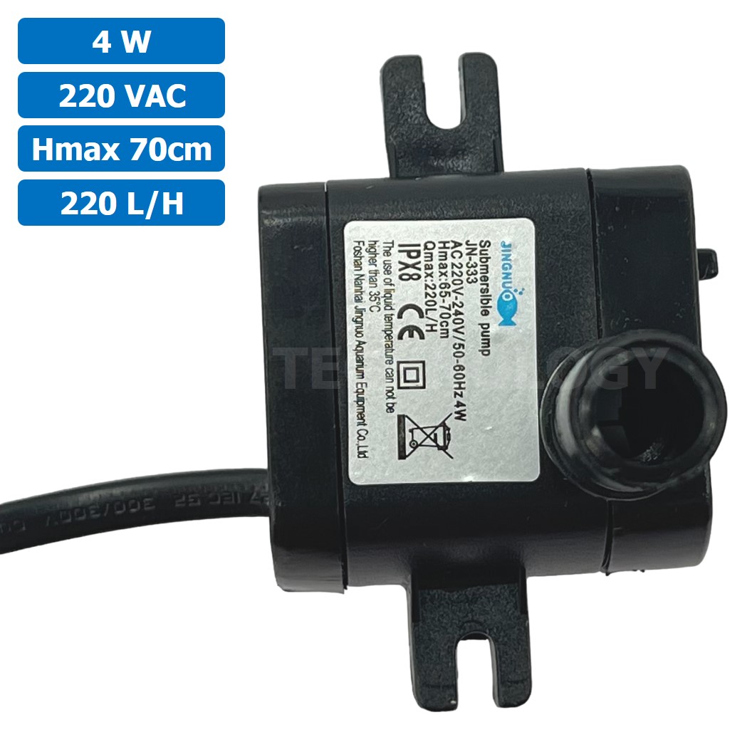 JN-333 4W ปั๊มน้ำ ปั๊มแช่ ปั๊มพดลมไอเย็น 220VAC 4W Water pump Submersible Pump JING NUO Hmax 0.7m Qmax 220L/H