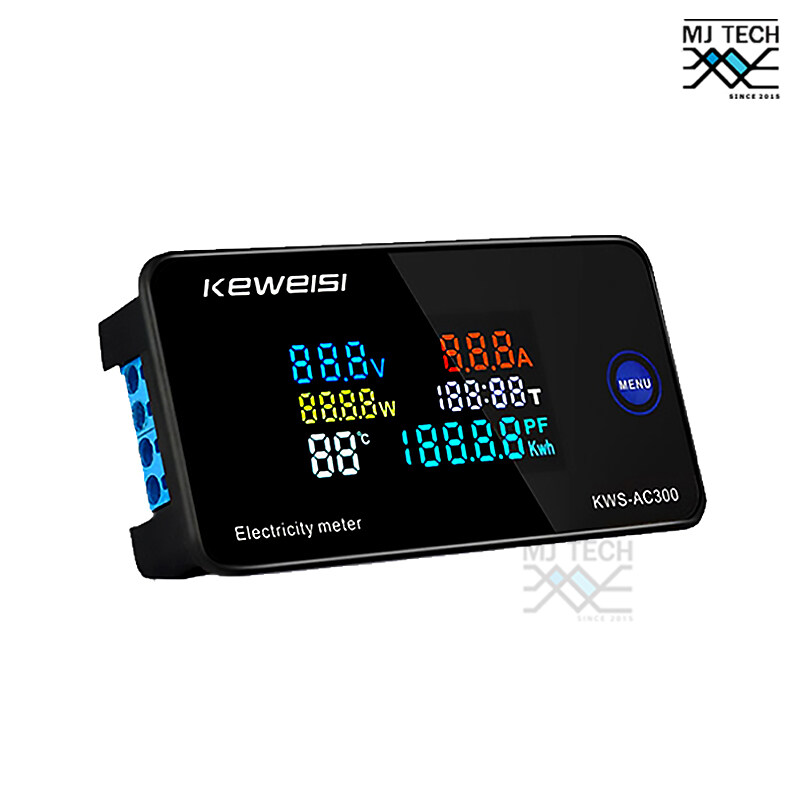 KEWEISI DIGITAL VOLTMETER AC POWER MONITOR เครื่องวัดอุณหภูมิแรงดันไฟฟ้าหน้าจอ LCD รุ่น KWS-AC300