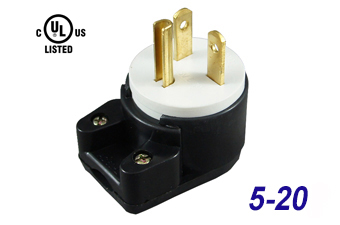 LK7520PT NEMA 5-20P Straight Blade Angle Plug 20 Amp, 125 Volt "LKEW