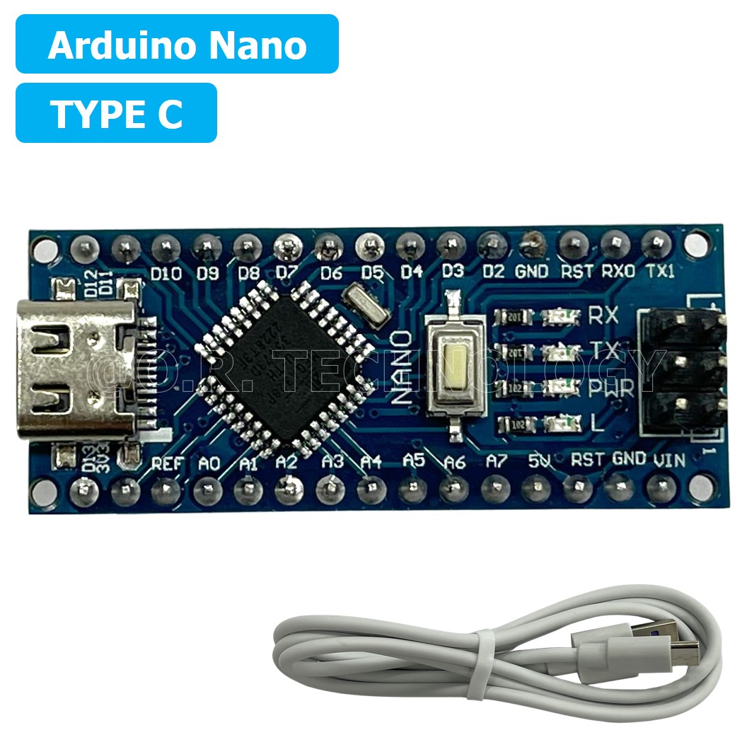 (1ชิ้น) AH034 บอร์ดอาร์ดูโน่ Nano V3.0 Type C CH340 Chip Board Atmega328 พร้อมสาย USB (Arduino Nano V3.0 CH340 Chip Board Atmega328 with cable)