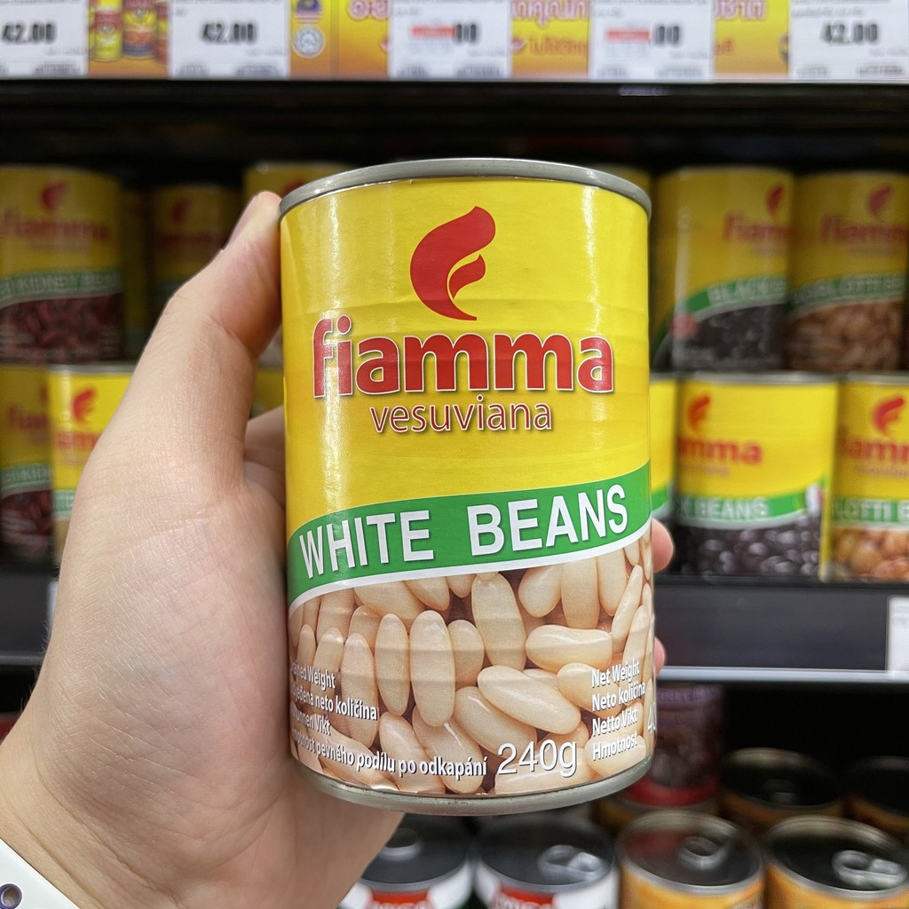 ไฟมมา ถั่วขาวในน้ำเกลือ น้ำหนักสุทธิ 400 กรัม Fiamma White Beans in Brine Total Weight 400 g.