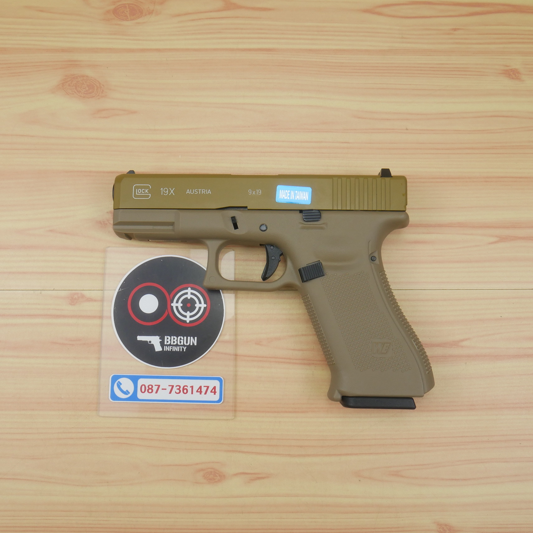 บีบีกันอัดแก๊ส WE G19X Glock19X GBB Tan สีทราย BB GUN