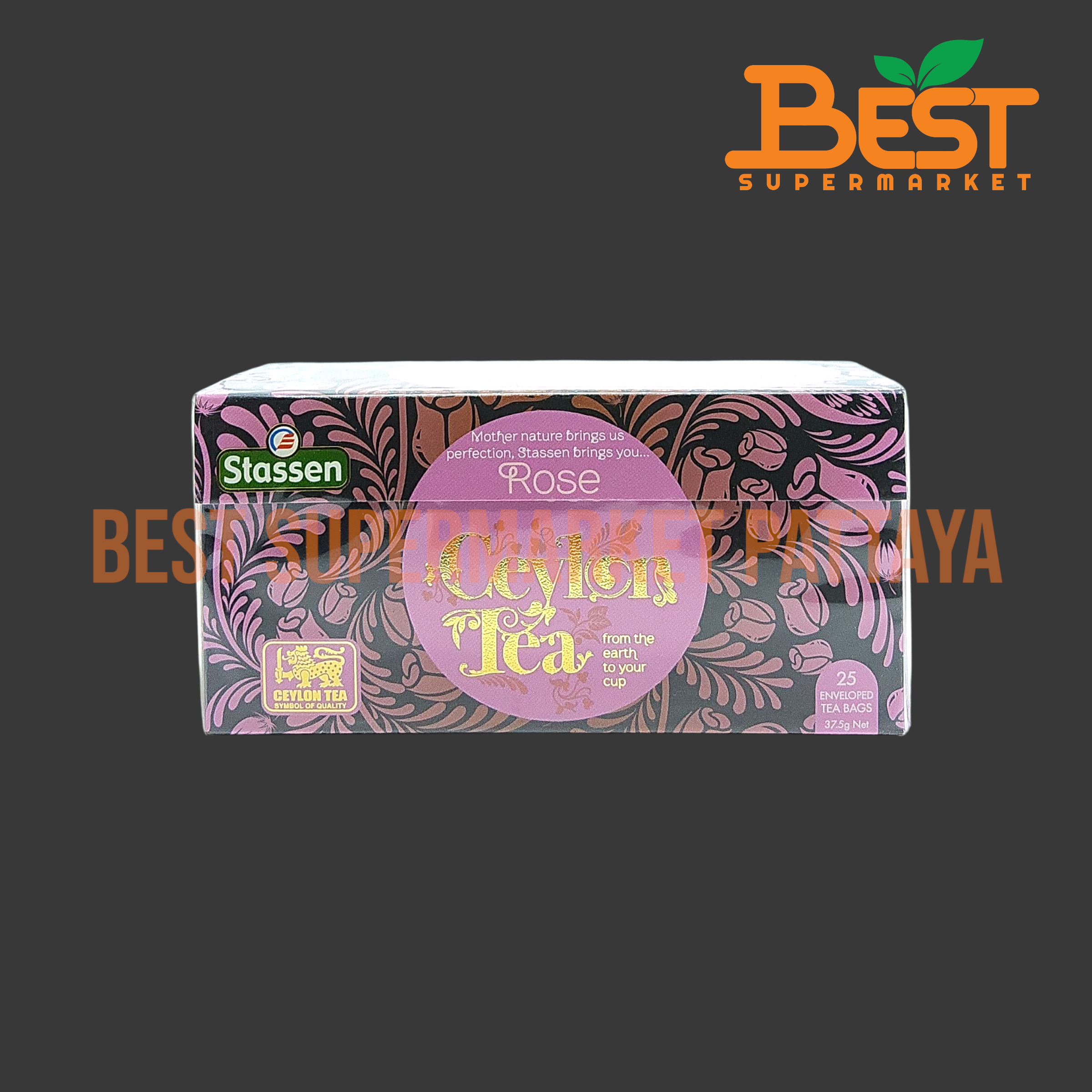สตาร์เซน ชาดำผสมกุหลาบ 1.5 กรัม x 25 ซอง. Stassen Brand. Rose Ceylon Tea. 1.5 g. x 25 Enveloped Tea Bags.