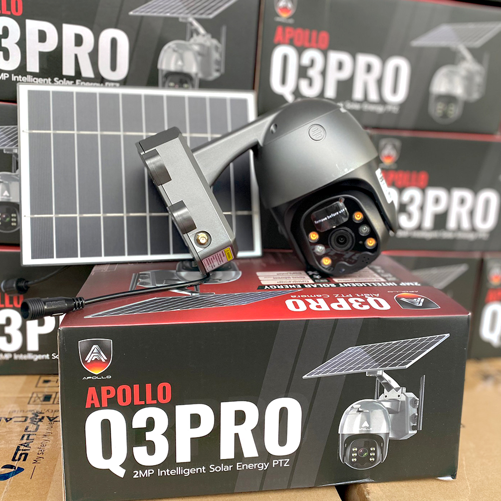 Apollo กล้องวงจรปิดสปีดโดม Speed Dome 2MP รุ่น Q3Pro 4G PTZ CCTV พร้อมโซล่าเซลล์