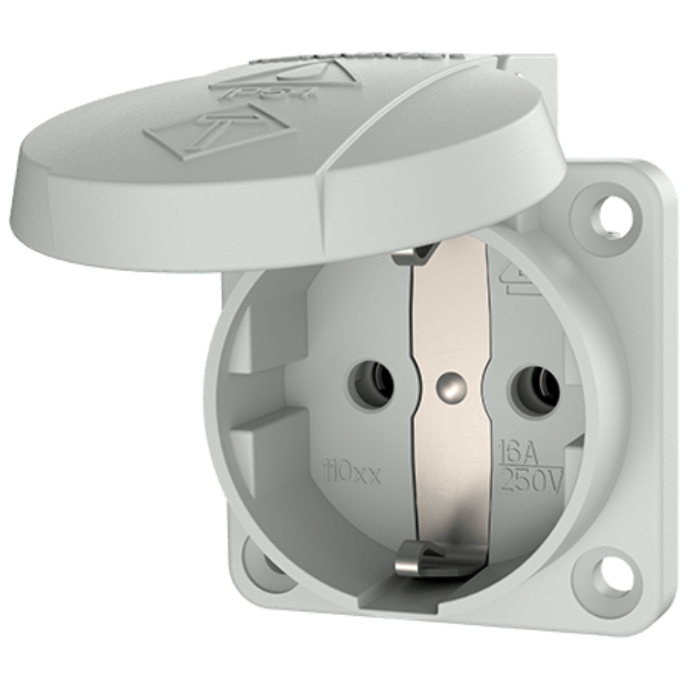 11030 MENNEKES grey ปลั๊กตัวเมียฝัง รุ่น SCHUKO (2P+E) 16A 230V IP54 (Panel mounted socket SCHUKO® 11030)