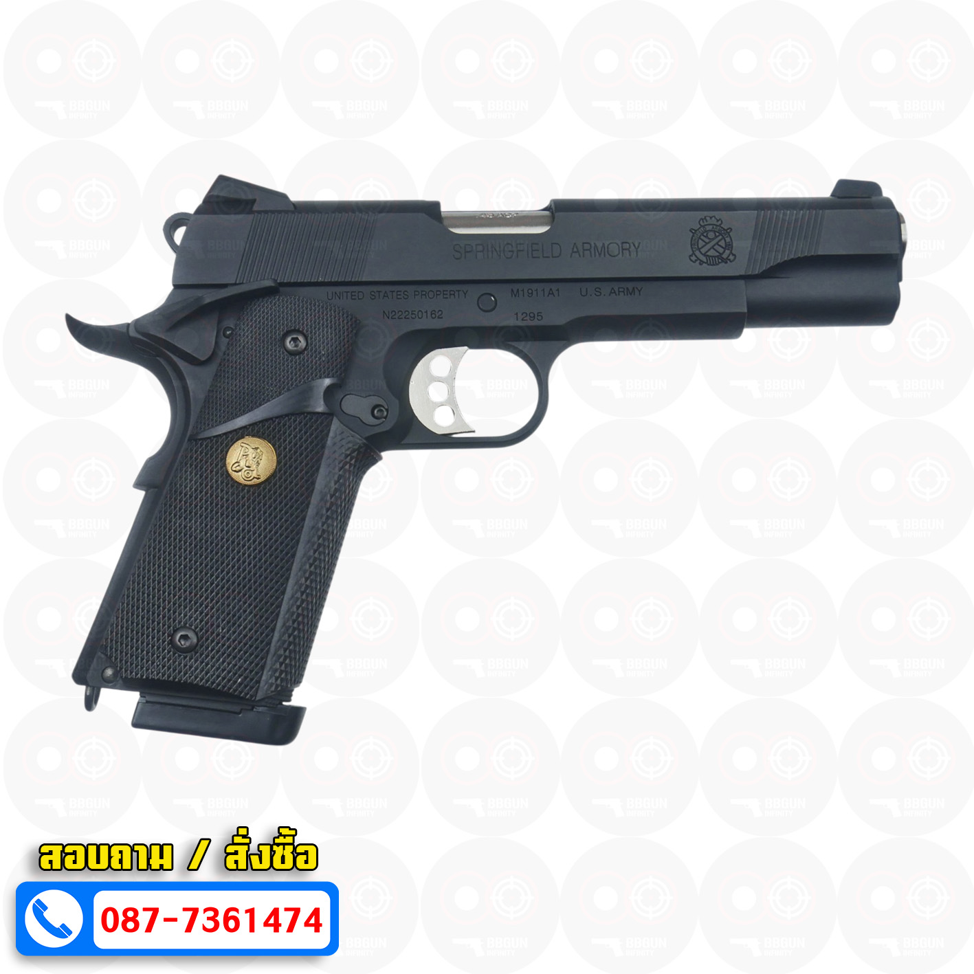 บีบีกันอัดแก๊ส Army Armament R27 Springfield 1911 สีดำ BB GUN