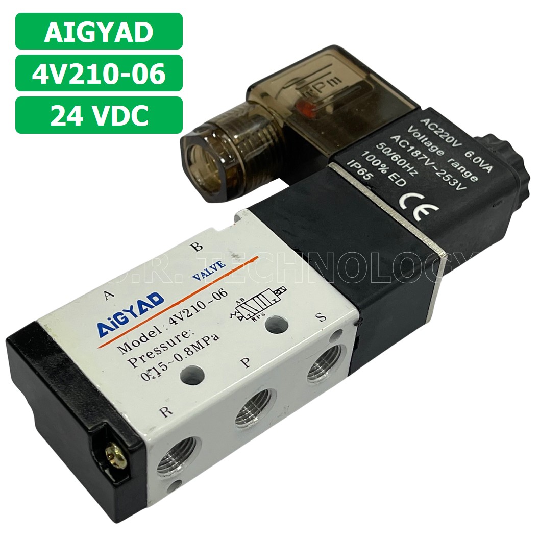 (1ชิ้น) 4V210-06 24VDC โซลินอยด์วาล์ว คอยล์ 1 ข้าง Single coil Solenoid Valve Pneumatic AIGYAD โซลินอยด์วาล์วไฟฟ้า โซลินอยลม วาล์วลม กระบอกลม