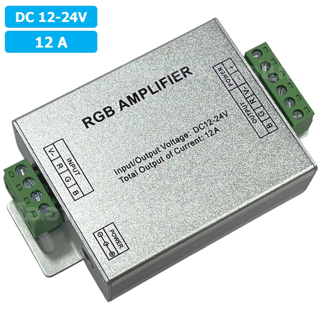 RGB AMP-12A อุปกรณ์ขยายสัญญาณ LED Repeater LED RGB Amplifier 12A 12-24VDC สำหรับไฟ LED Strip ตัวขยายไฟเส้น