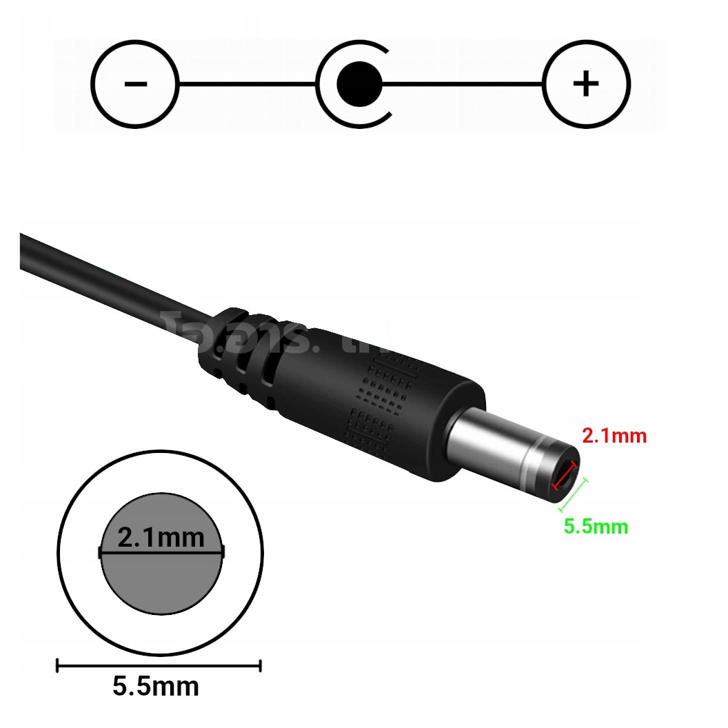 USB-Jack DC สาย USB แปลงไฟ เป็นแจ็ค DC 5V/9V/12V USB cable to Jack DC 5.5x2.1mm 5VDC/9VDC/12VDC USB to Jack DC