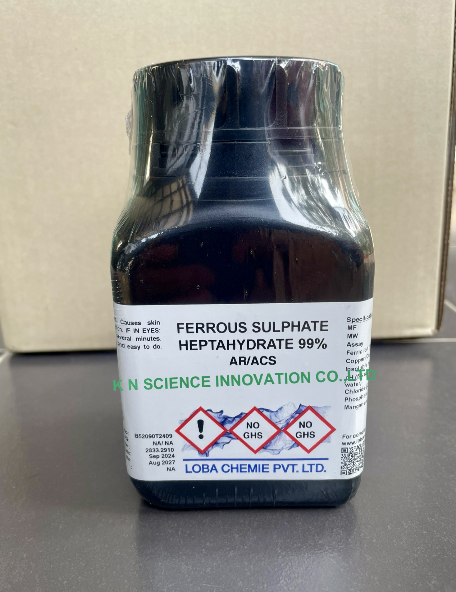 Ferrous sulfate 7-hydrate, AR/ACS ,99% (Iron (II)sulfate 7-hydrate) , 500 g, Loba 0385000500