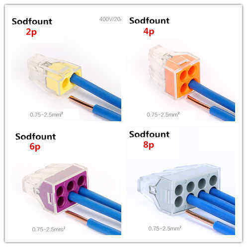 PCT-106 ขั้วต่อสายไฟ เต๋าต่อสายไฟ ข้อต่อสายไฟ ตัวรวบสายไฟ Terminal Block 6P PUSH Wire สำหรับกล่องเดินสายไฟ แพ๊ค 1，10，20，30，50，100 ชื้น