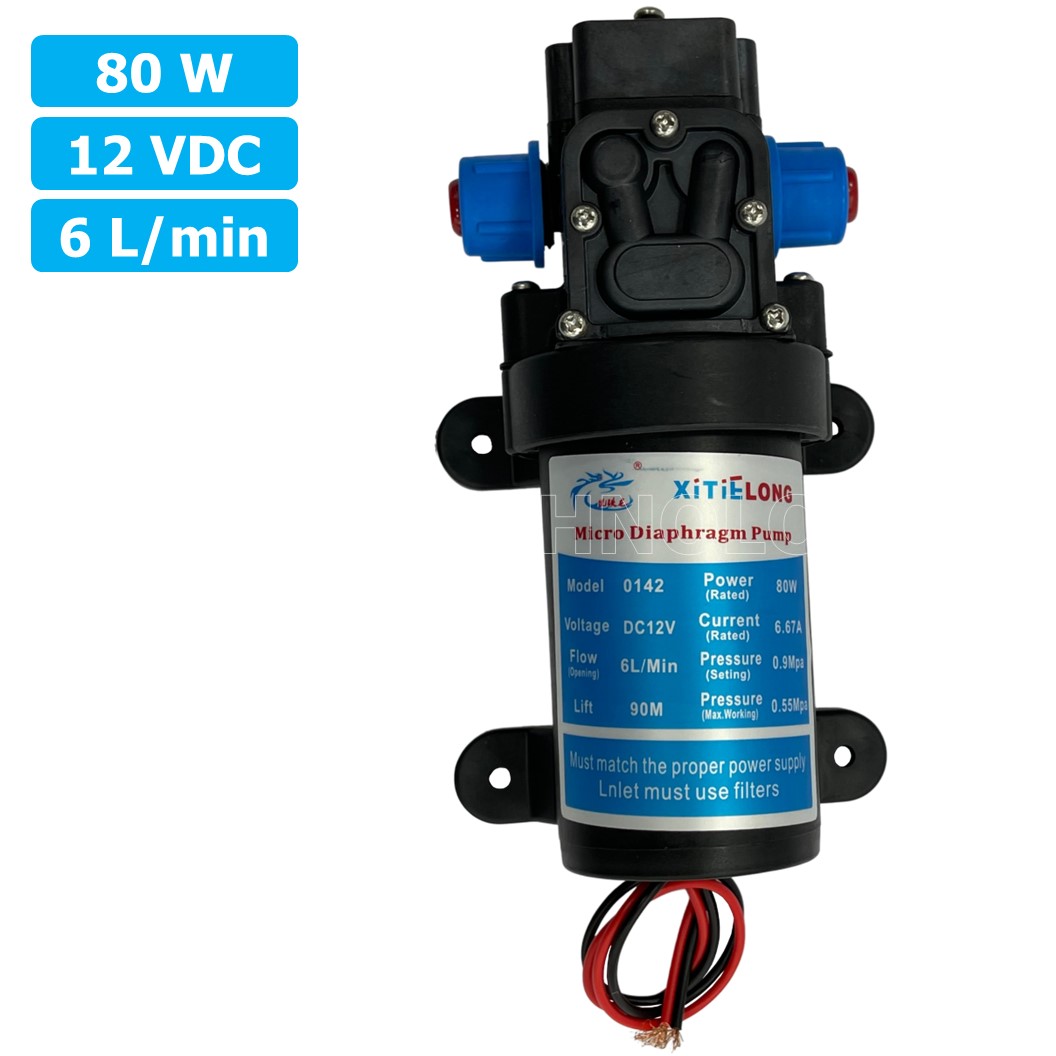 (1ชิ้น) 0142HB-12-80 ปั๊มน้ำ ปั๊มพ่นหมอก ไดอะแฟรมปั๊ม 80W 12VDC 6L/min Micro Diaphragm Pump