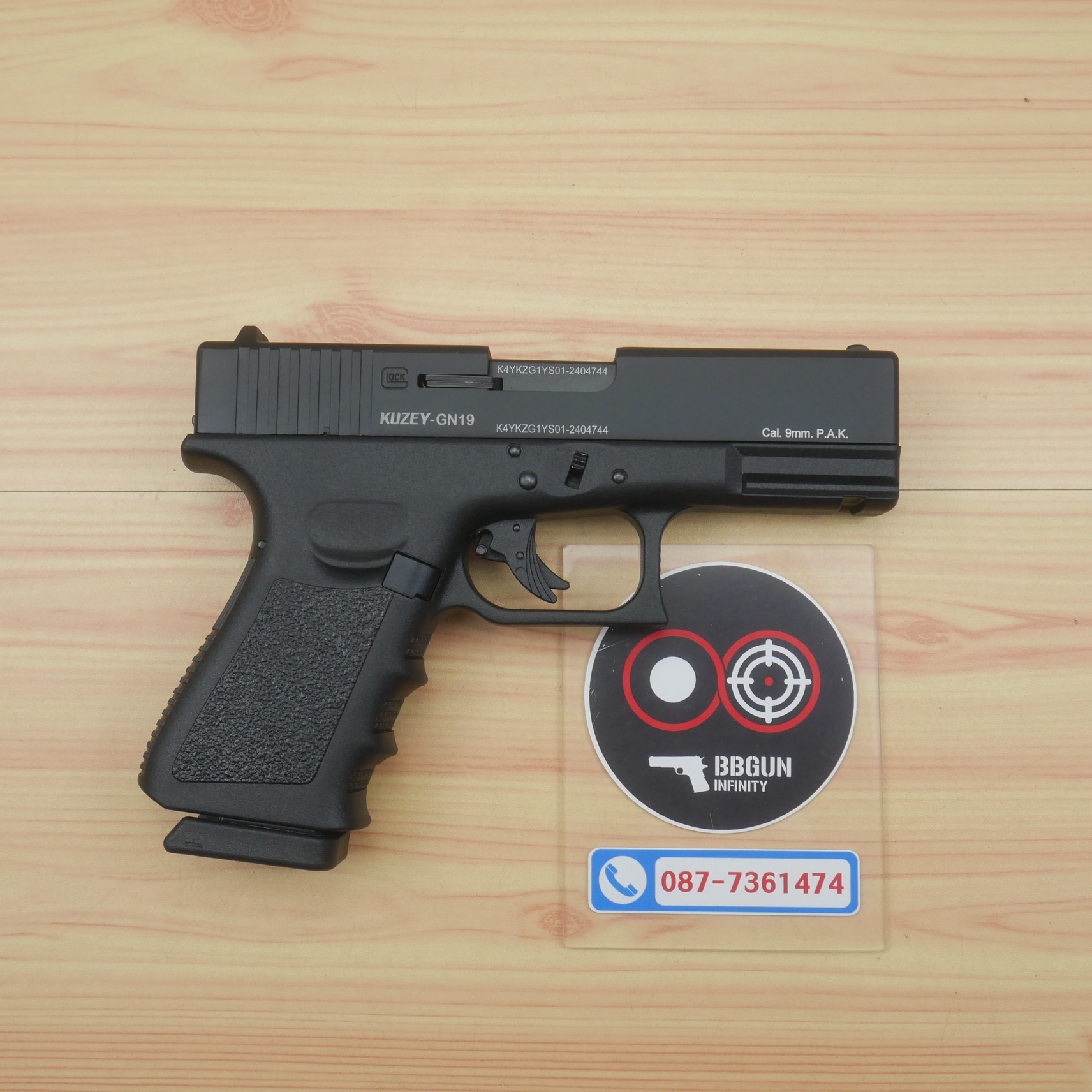 แบลงค์กัน KUZEY GLOCK19 FULL MARKING สีดำ blank gun (แถม 2 แม็กกาซีน กล่องใส่ปืน)