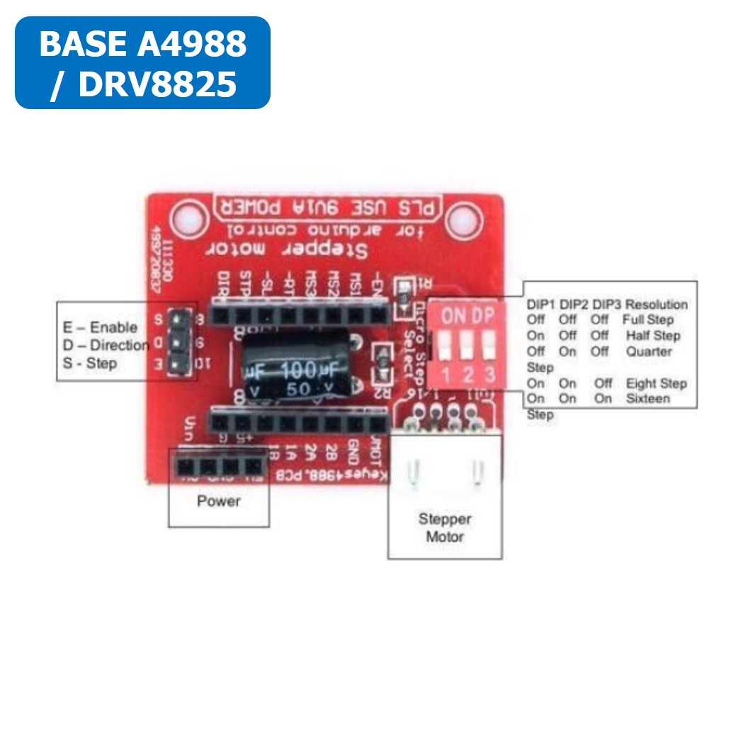 (1ชิ้น) XQ924 Base A4988 / DRV8825 Stepper motor driver Base ฐานรอง ไดร์ฟสเต็ปเปอร์มอเตอร์