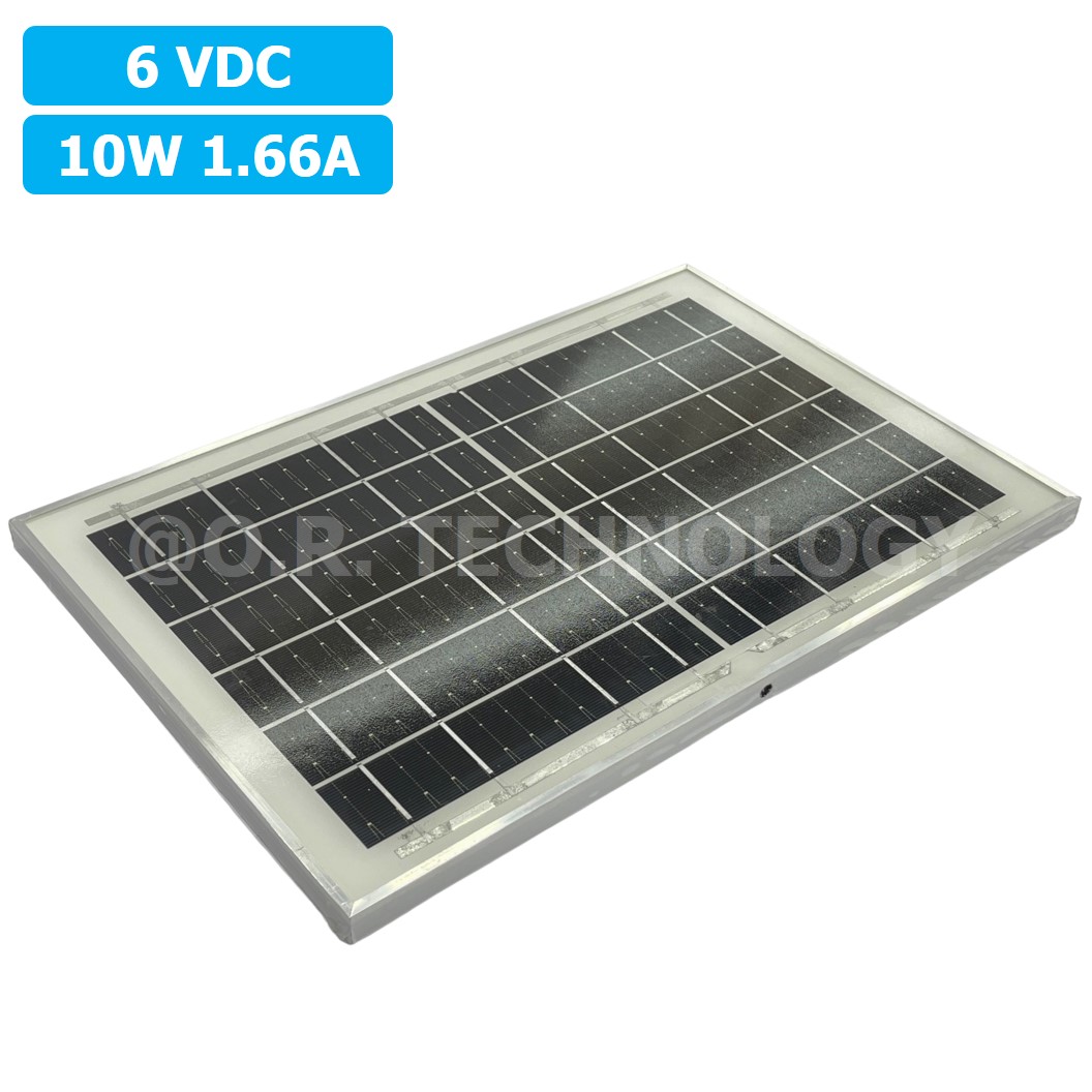 6V 10W แผงโซล่าเซลล์ โมโน PV Mono Solar cell 6VDC 10W 1.66A