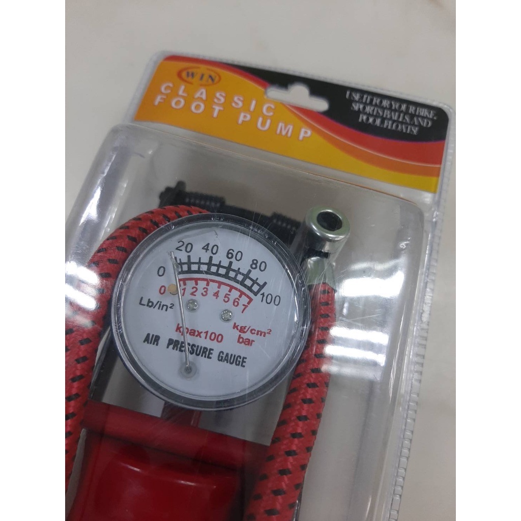 สูบลมเท้าเหยียบรุ่นลูกสูบเดี่ยว WIN FP-3010 (ราคารวมแวท)ที่สูบลมจักรยานที่สูบลมมอไซค์แบบเท้าเหยียบ {2803741301}