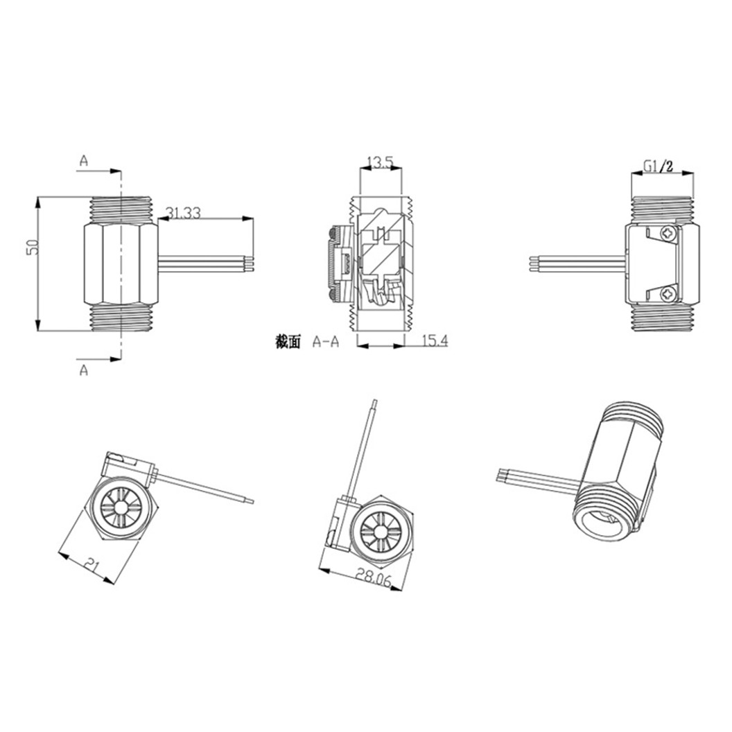 YF-B1-S G1/2" เซนเซอร์วัดอัตราการไหล สแตนเลส 5-24VDC Stainless Water Flow sensor Meter 1-25L/min DC 5-24V Flowmeter มิเตอร์วัดอัตราการไหล